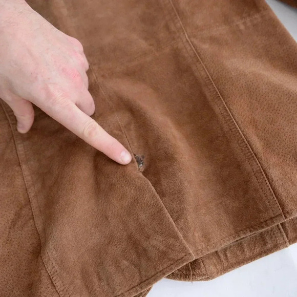 Vintage BUM Equipment Tan Suede Leather Button Up Jacket Size XL - Picture 13 of 13